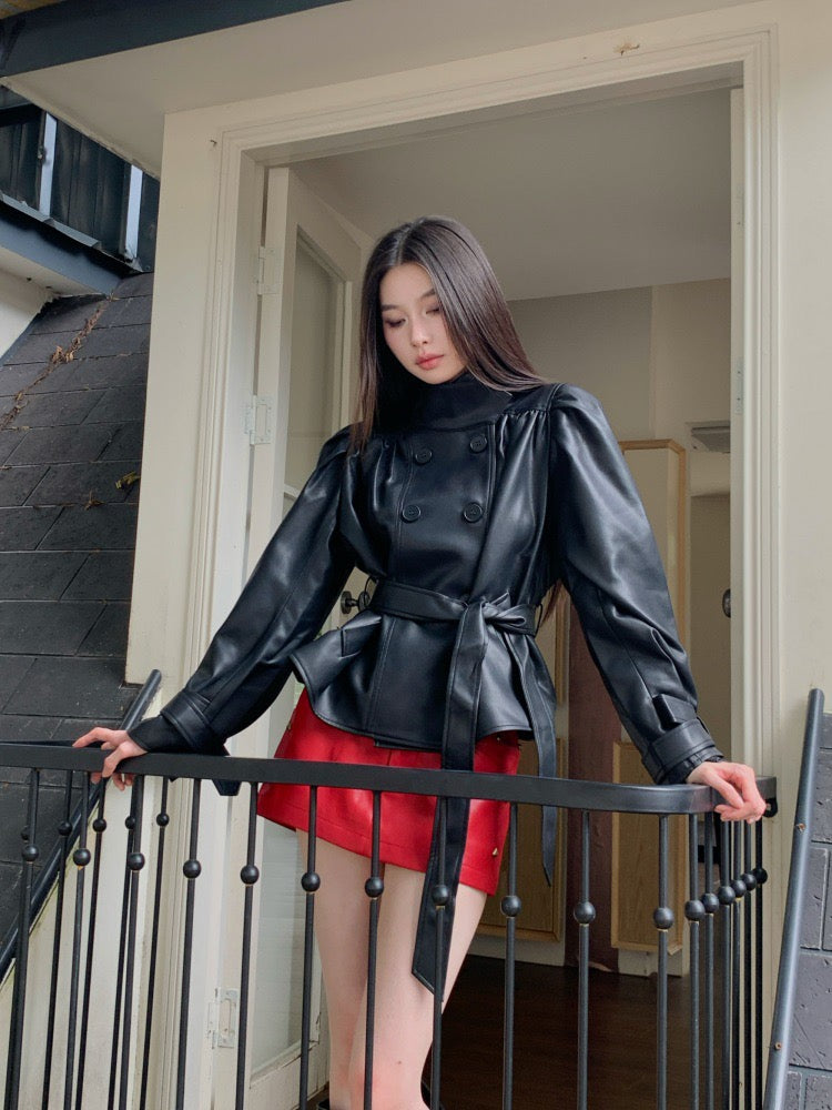 Umbrella leather jacket