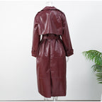 faux leather trench coat