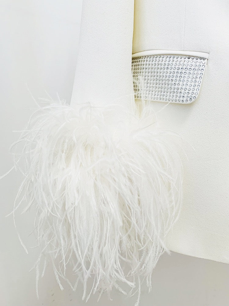 Blazer with feathers