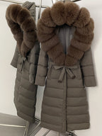 Winter Womens Hooded Fur Collar Down Jacket Long Coats Overcoat Zipper