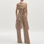 Workwear style off shoulder jumpsuit