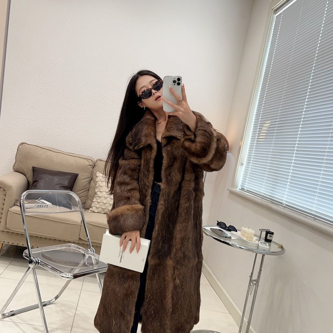 Long fur coat