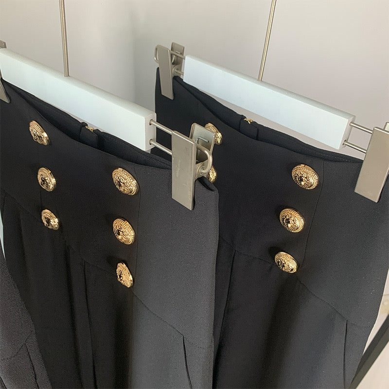 High waist pants with gold buttons