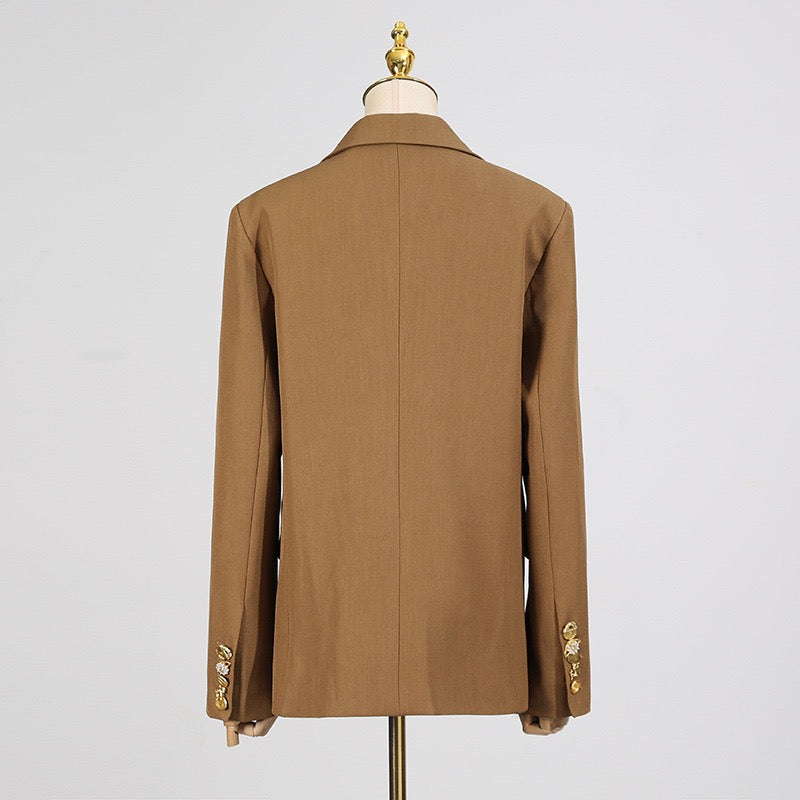Crepe Knit Gold Button Jacket