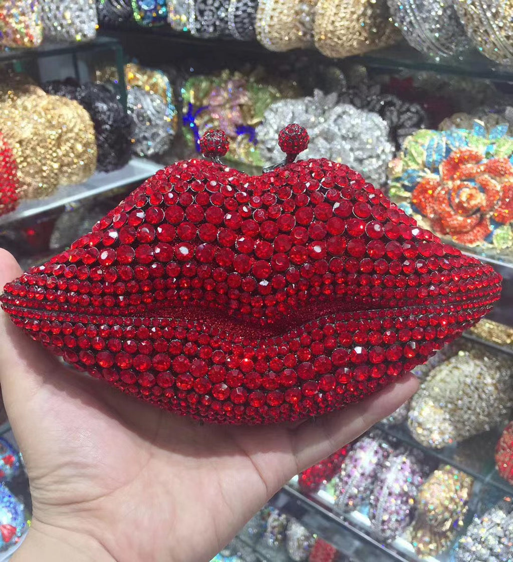 Crystal lip diamond bag