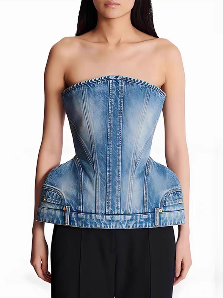 Denim tube top