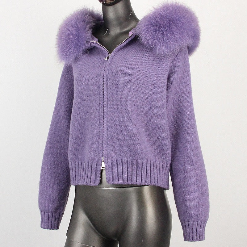 Faux fur cardigan