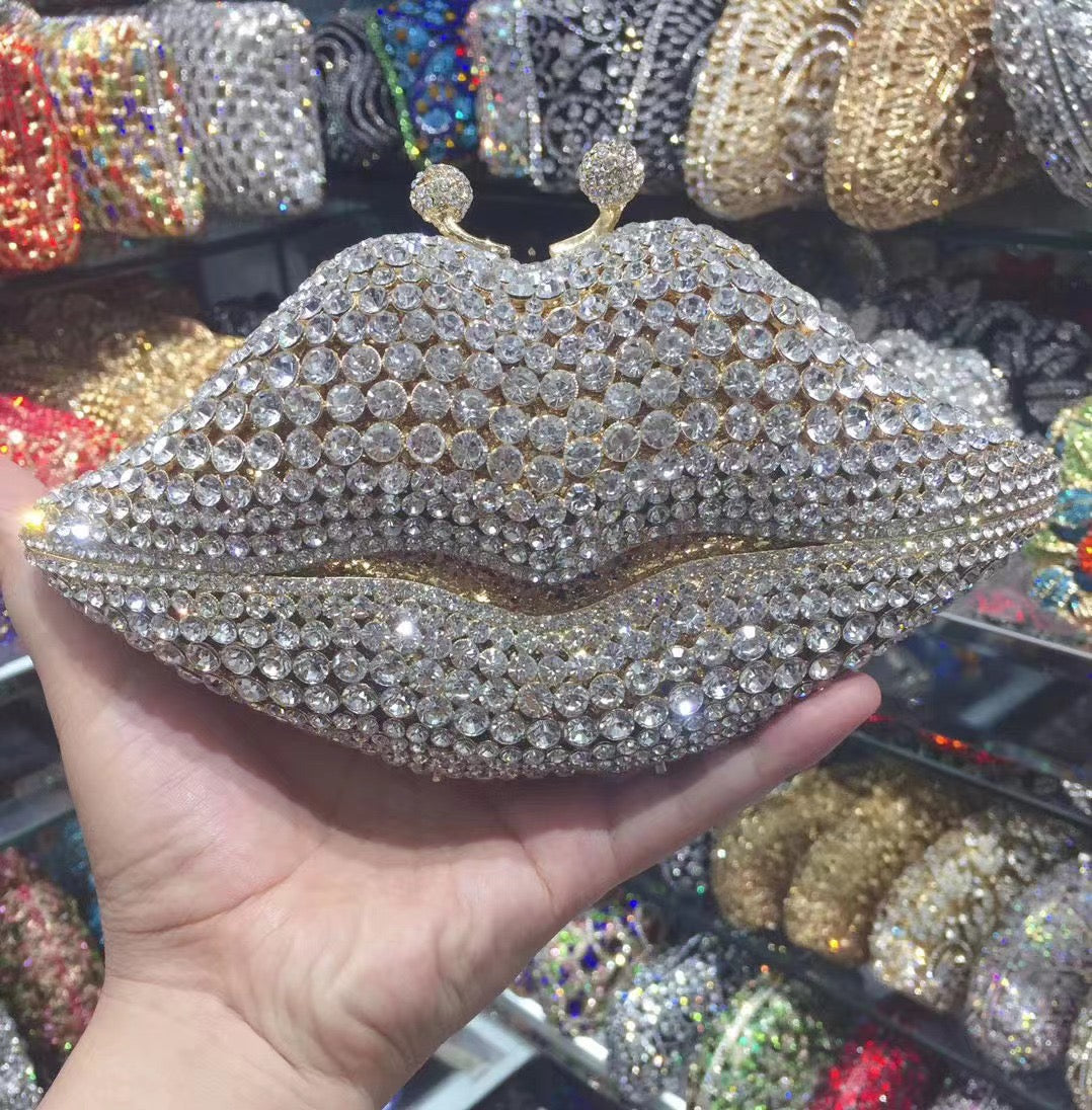 Crystal lip diamond bag