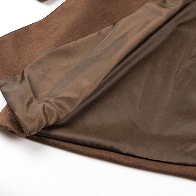 Chic long suede coat