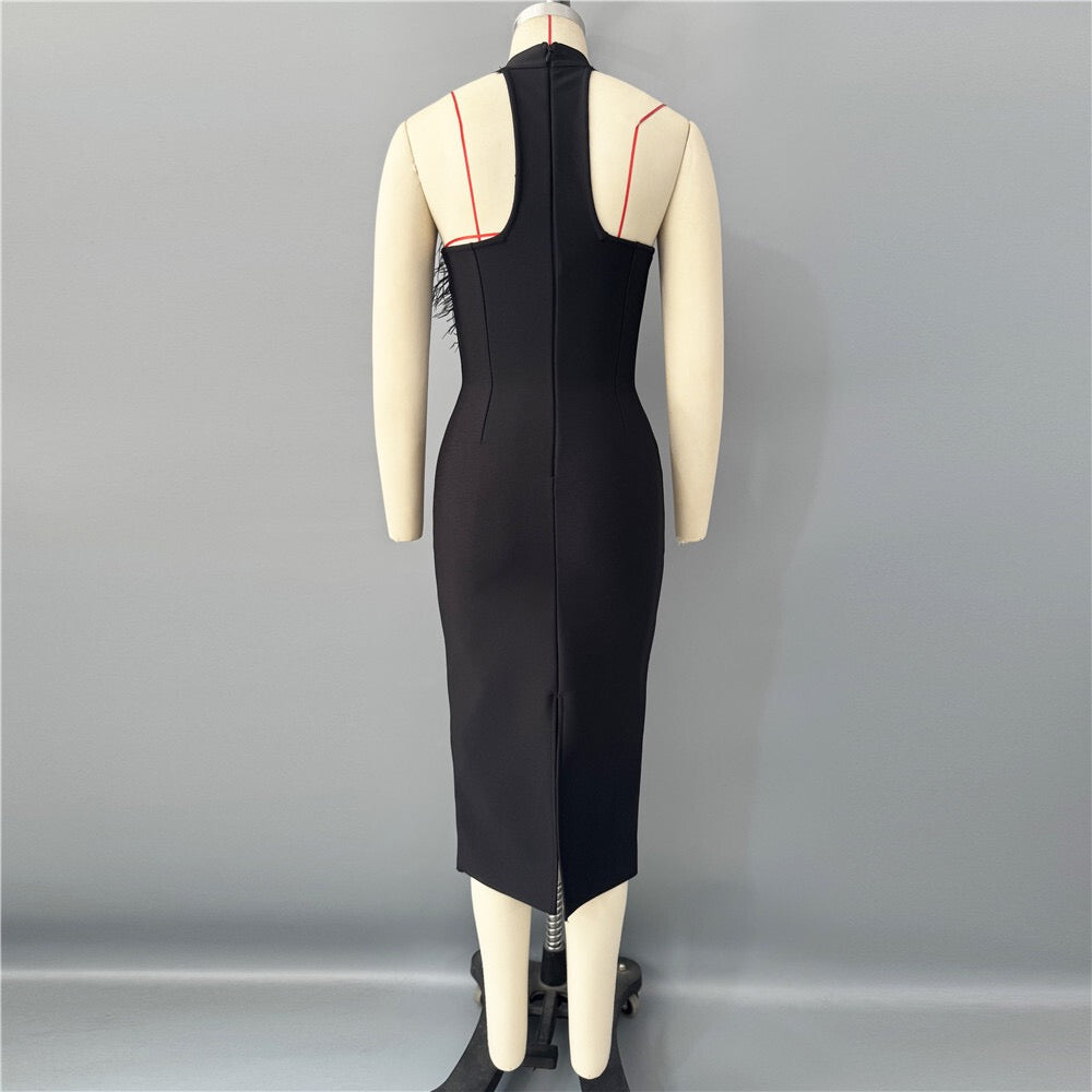 New flower encrusted diamond feather dress