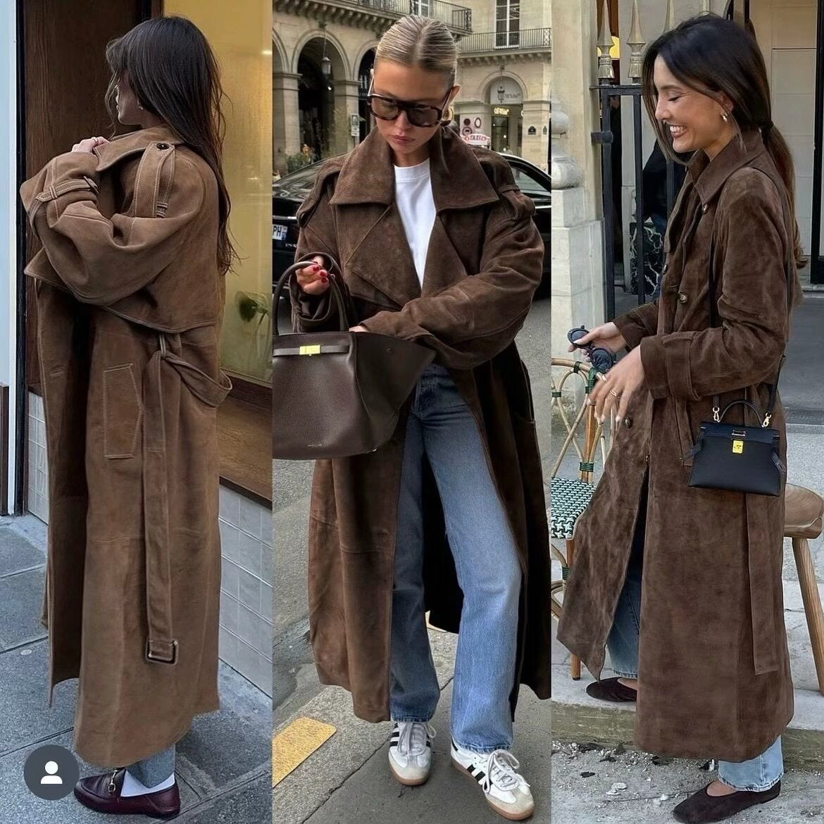 Chic long suede coat