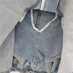 Ruffled denim mini skirt