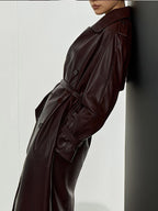 faux leather trench coat