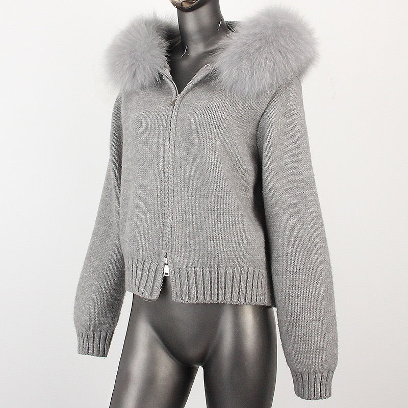 Faux fur cardigan