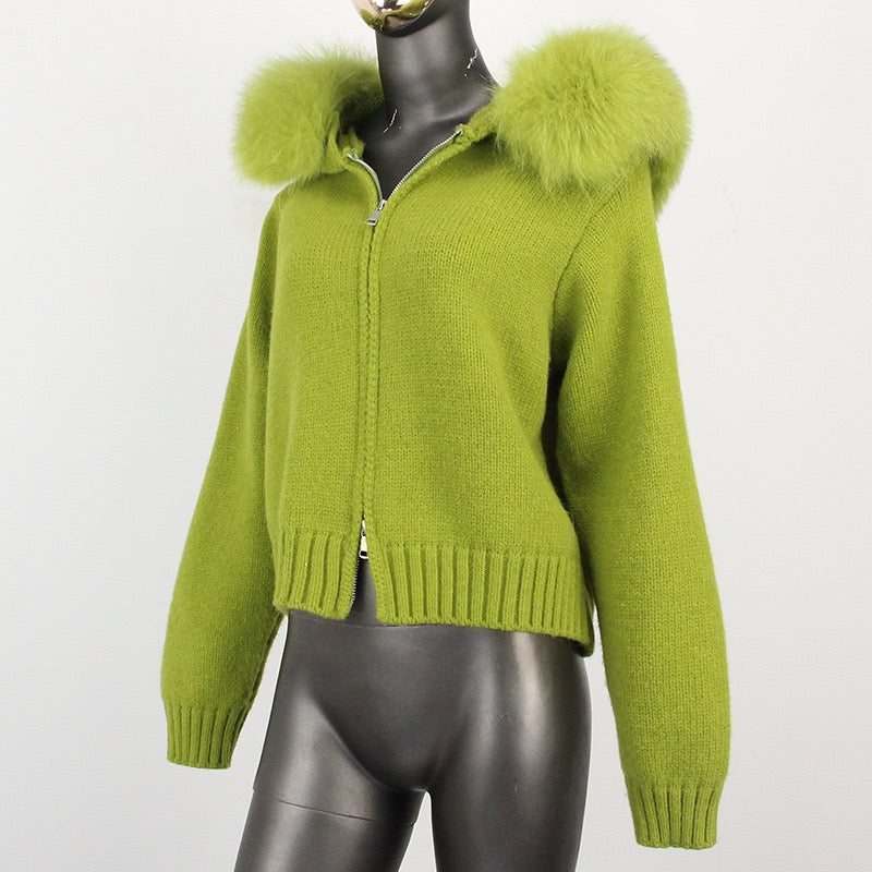 Faux fur cardigan