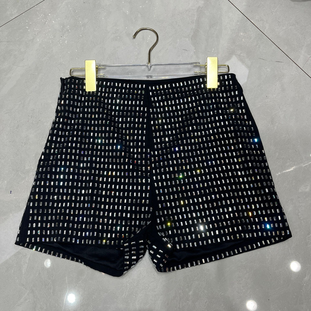 Fortune Women Glitter Mini Shorts High Waist Sparkly Shorts Slim Fit