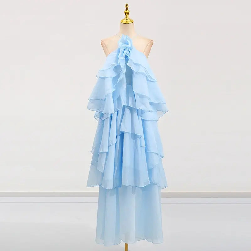 Stitching ruffled dress