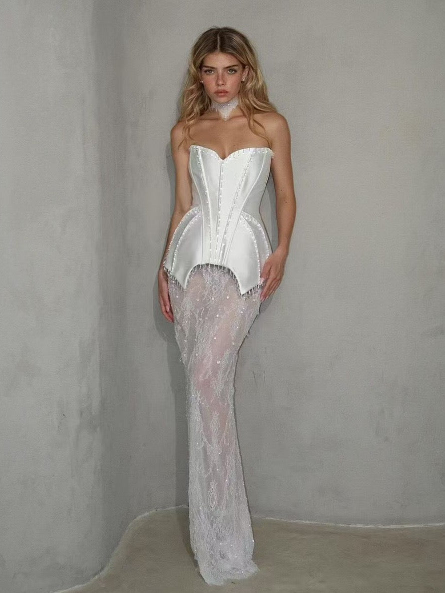 Elegancy crystals corset gown
