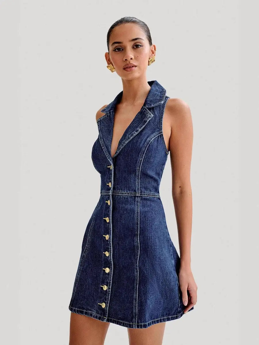 Retro denim mini dress