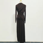 Asymmetric ruched bodice maxi