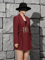 Multi layer metal buckle belt jacket