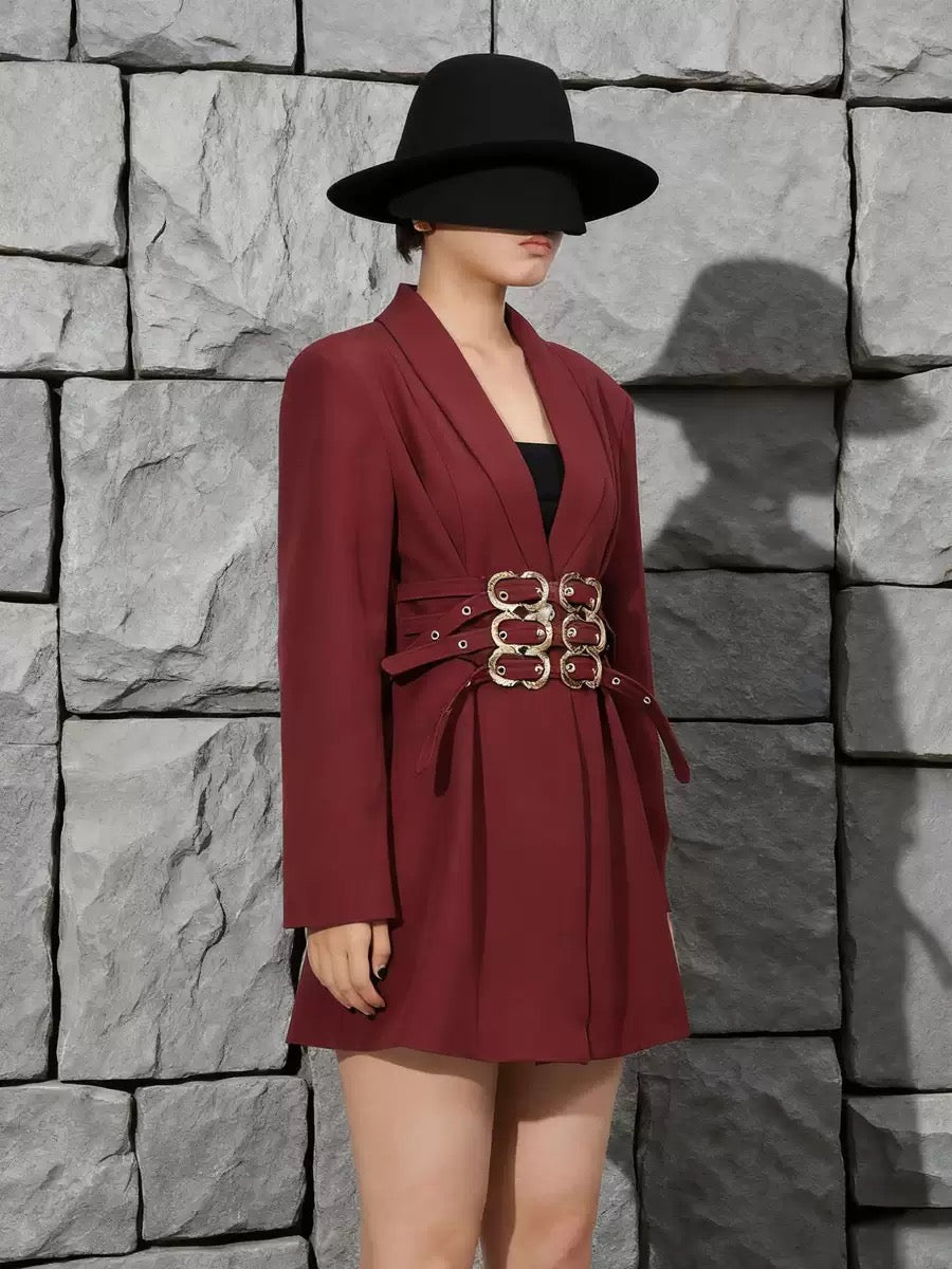 Multi layer metal buckle belt jacket