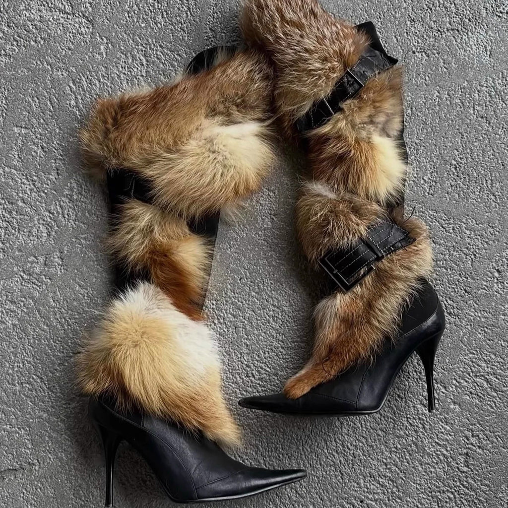 Fur leather boots