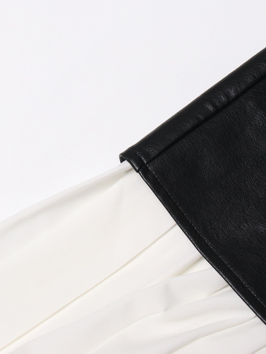 British mid leather skirt style