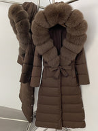 Winter Womens Hooded Fur Collar Down Jacket Long Coats Overcoat Zipper