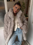 Gradient faux fur coat