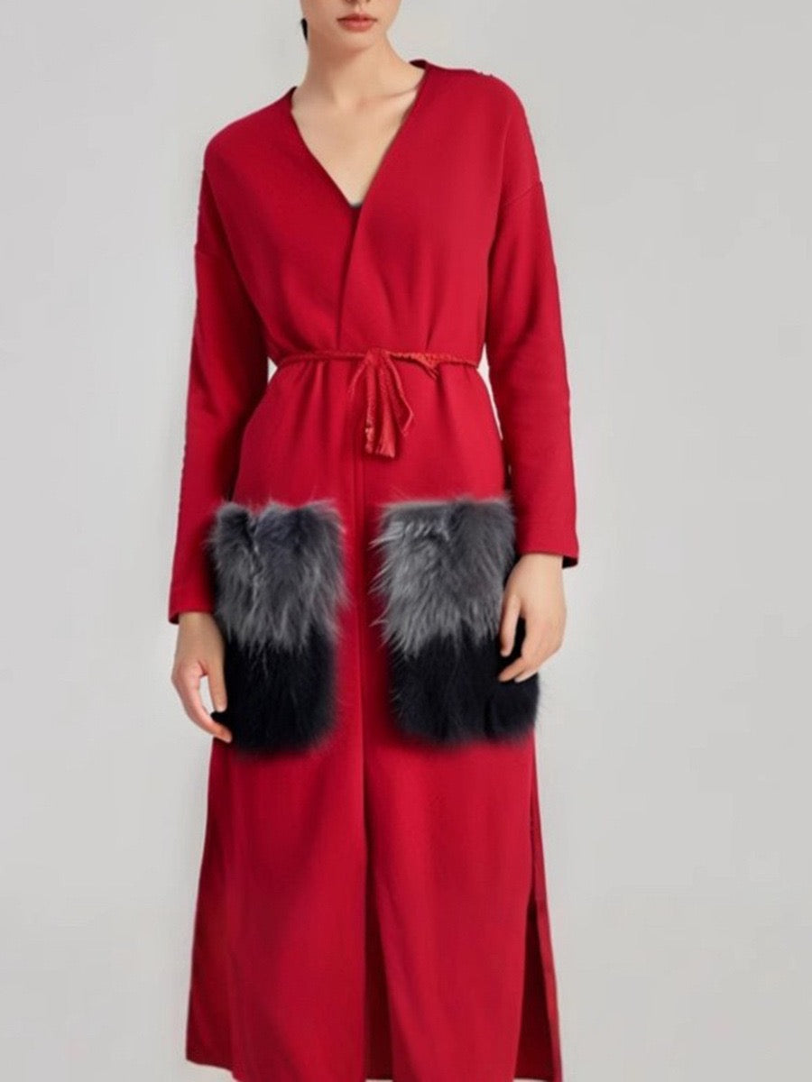 Long knitted cardigan coat