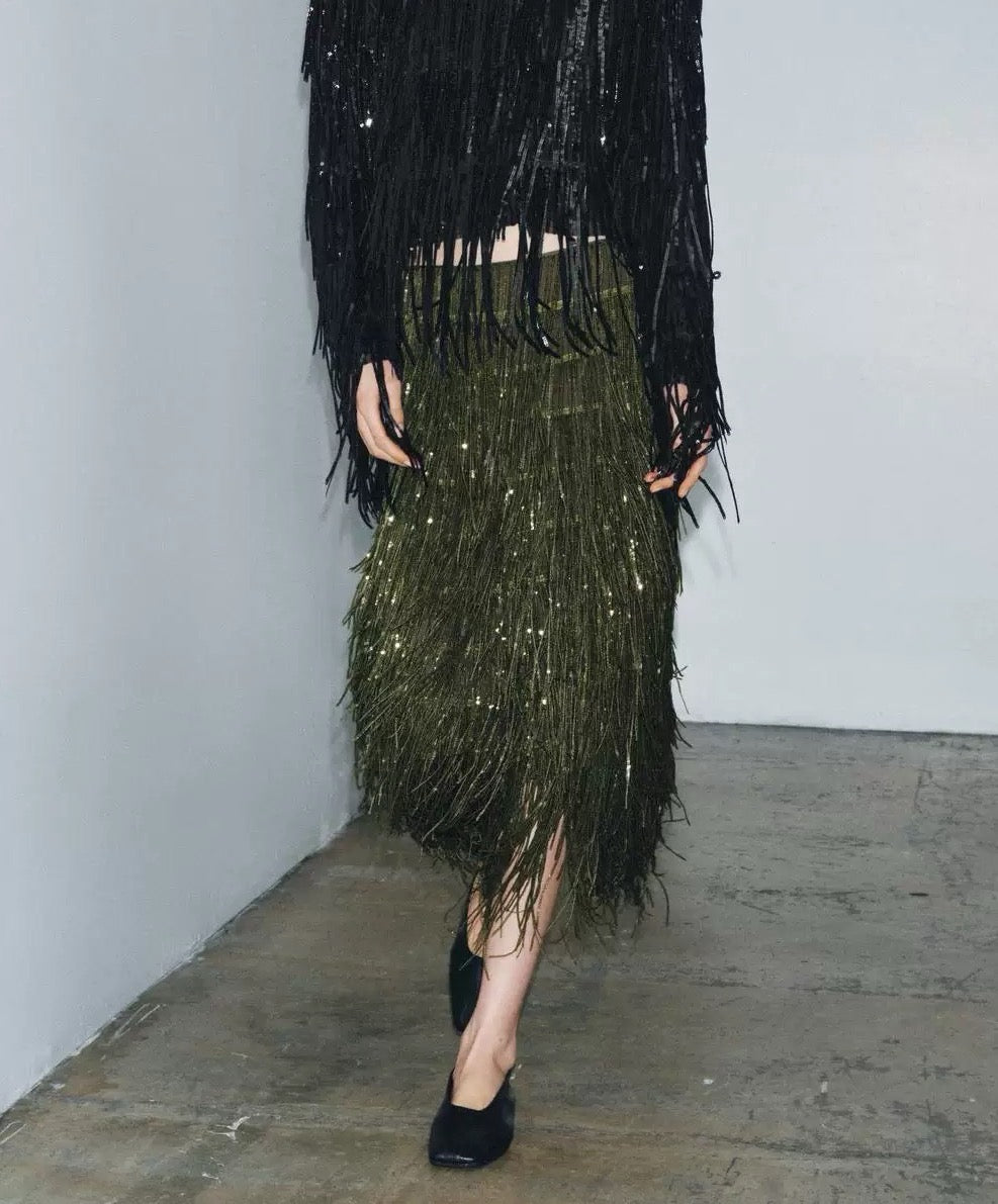 Sequin tassel party skirt