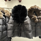 Down Puffer Jacket with Fur Collar