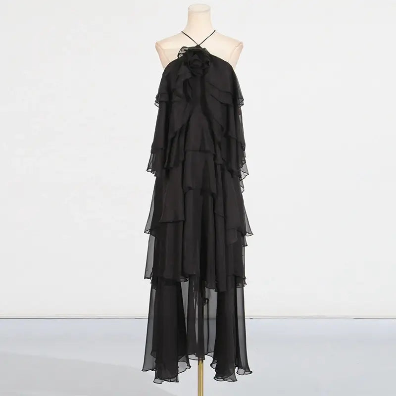 Stitching ruffled dress