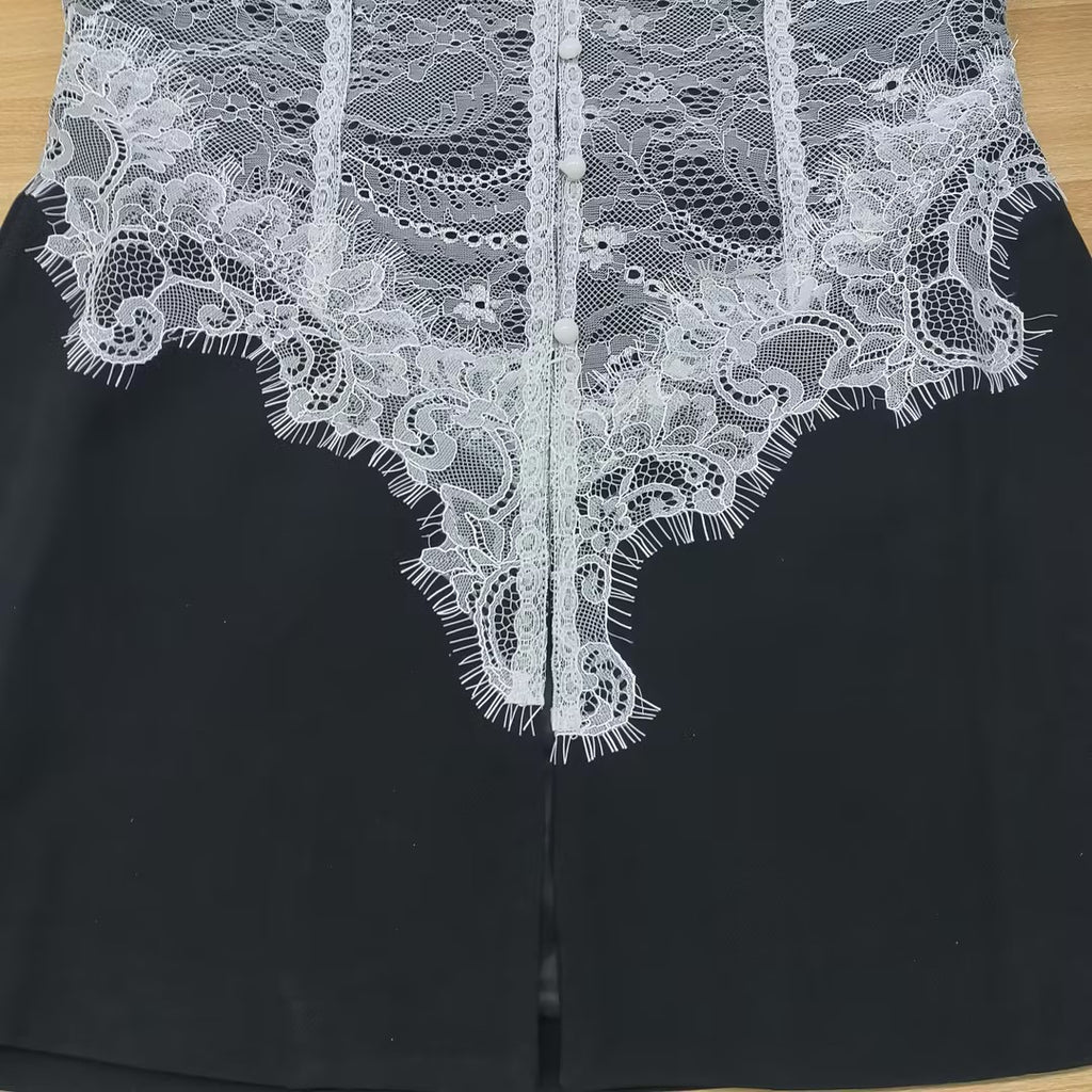Lace design stitching blazer dress