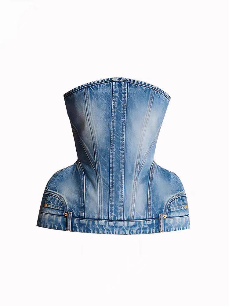 Denim tube top