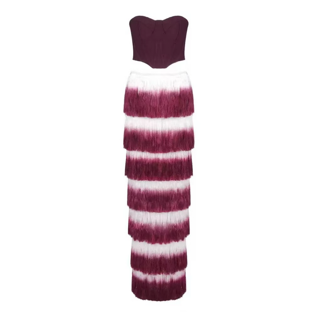Burgundy dream ruffle dress