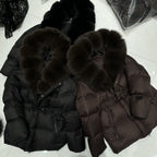 Down Puffer Jacket with Fur Collar