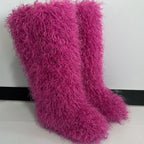 Women's Winter Faux Mongolian Fur Knee High Snow Boots-Warm Fashionable Solid Boots