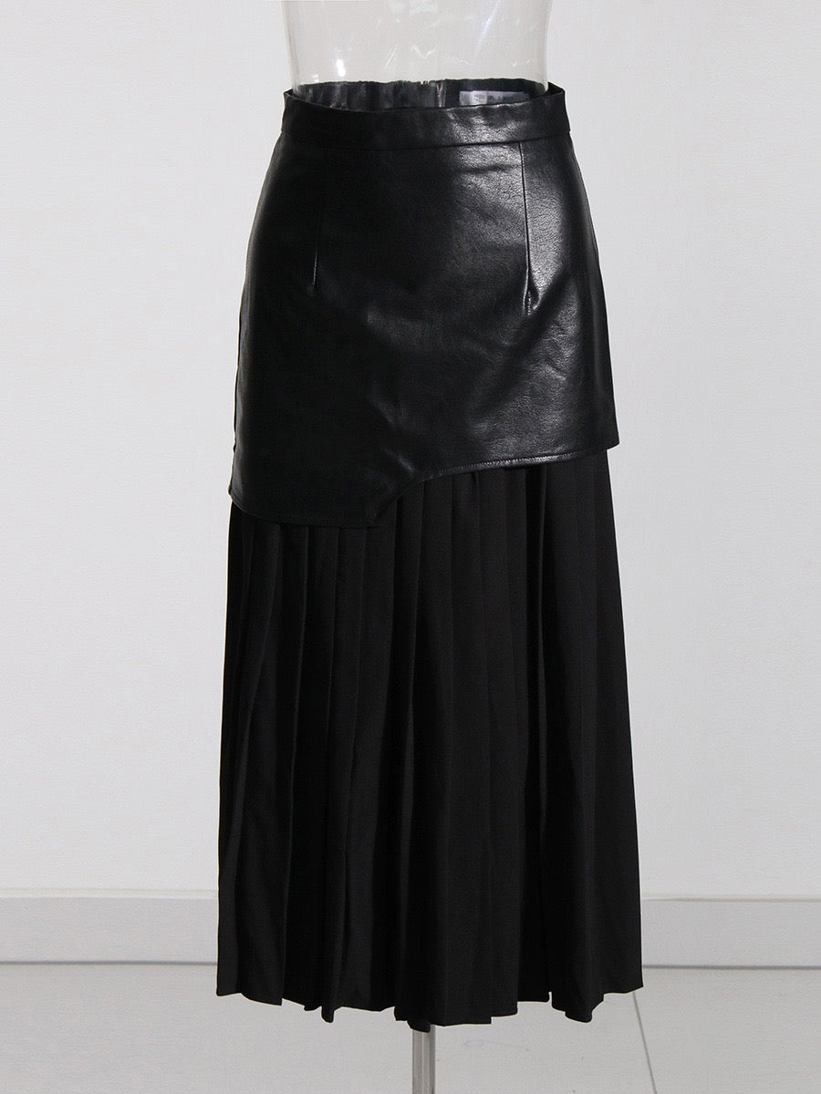 British mid leather skirt style
