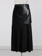 British mid leather skirt style