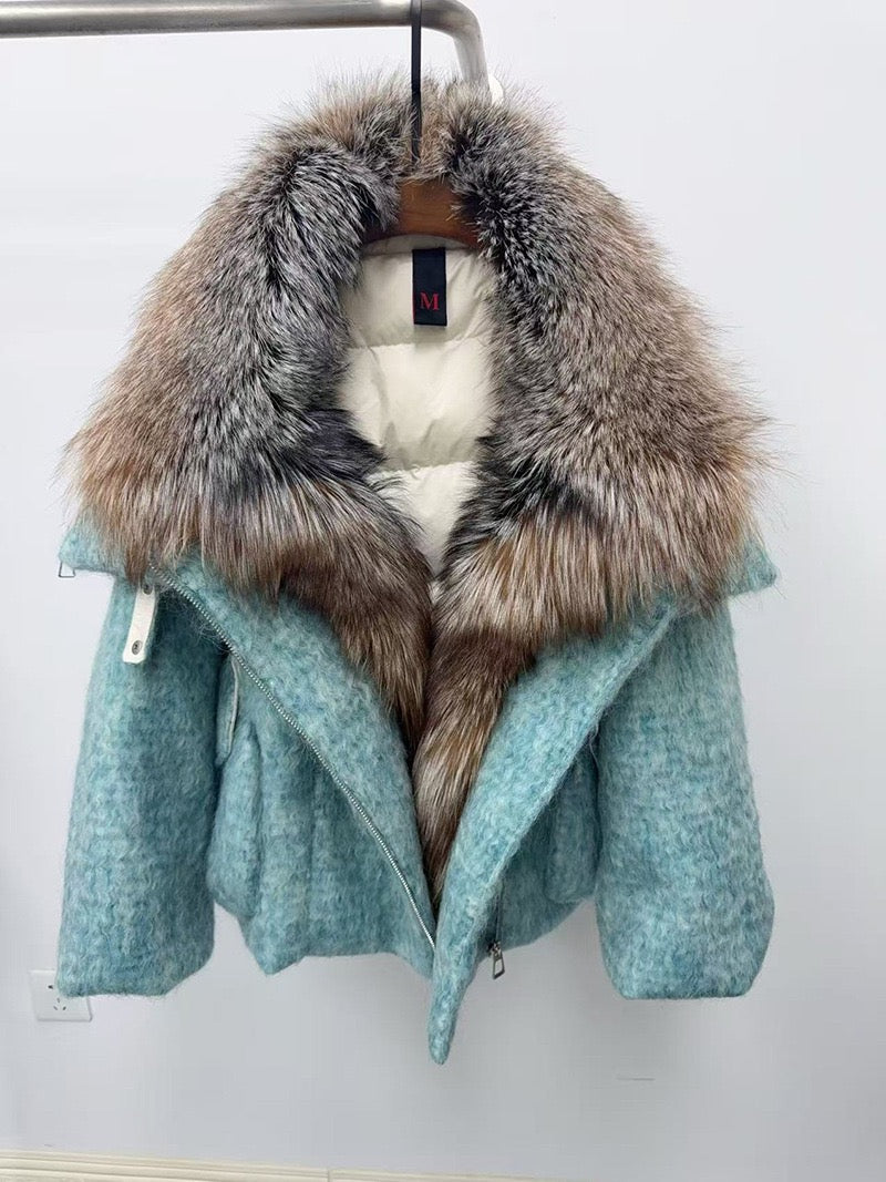 Jacket with fur collar