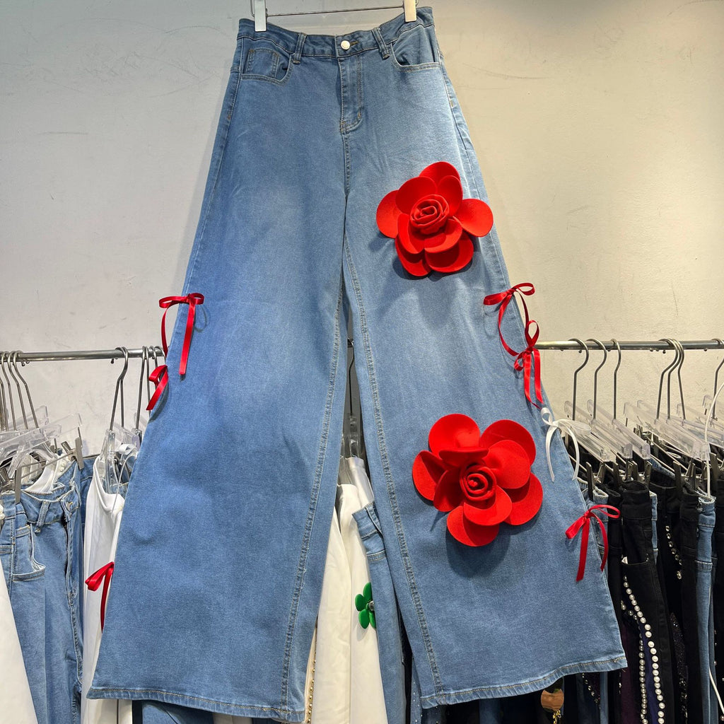 4D flowers jeans