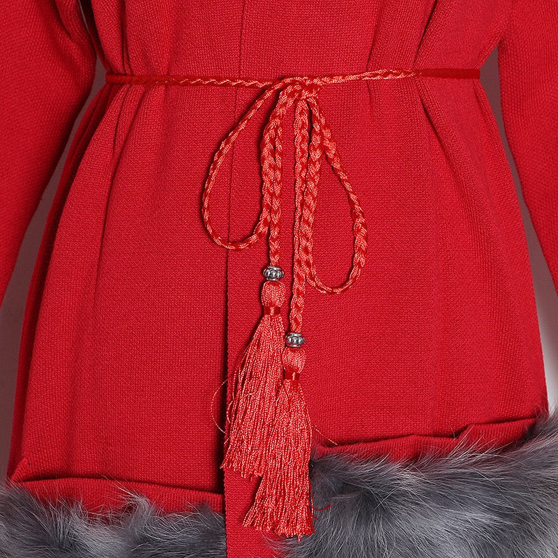 Long knitted cardigan coat