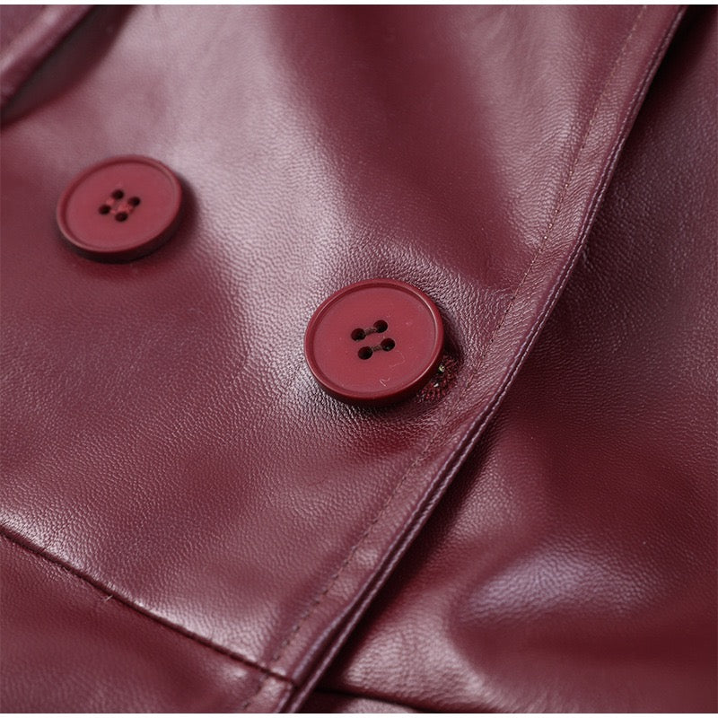 faux leather trench coat