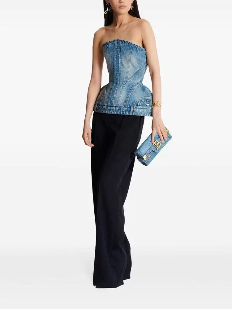Denim tube top