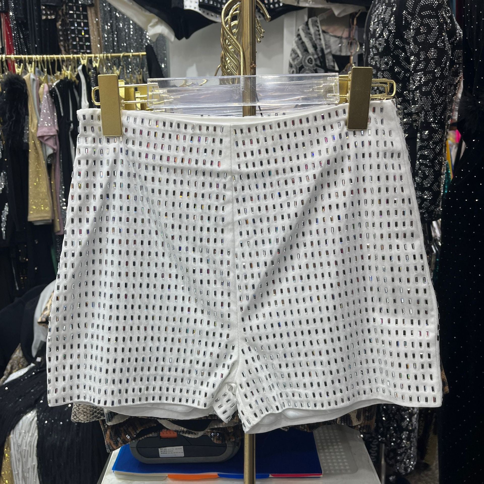 Fortune Women Glitter Mini Shorts High Waist Sparkly Shorts Slim Fit