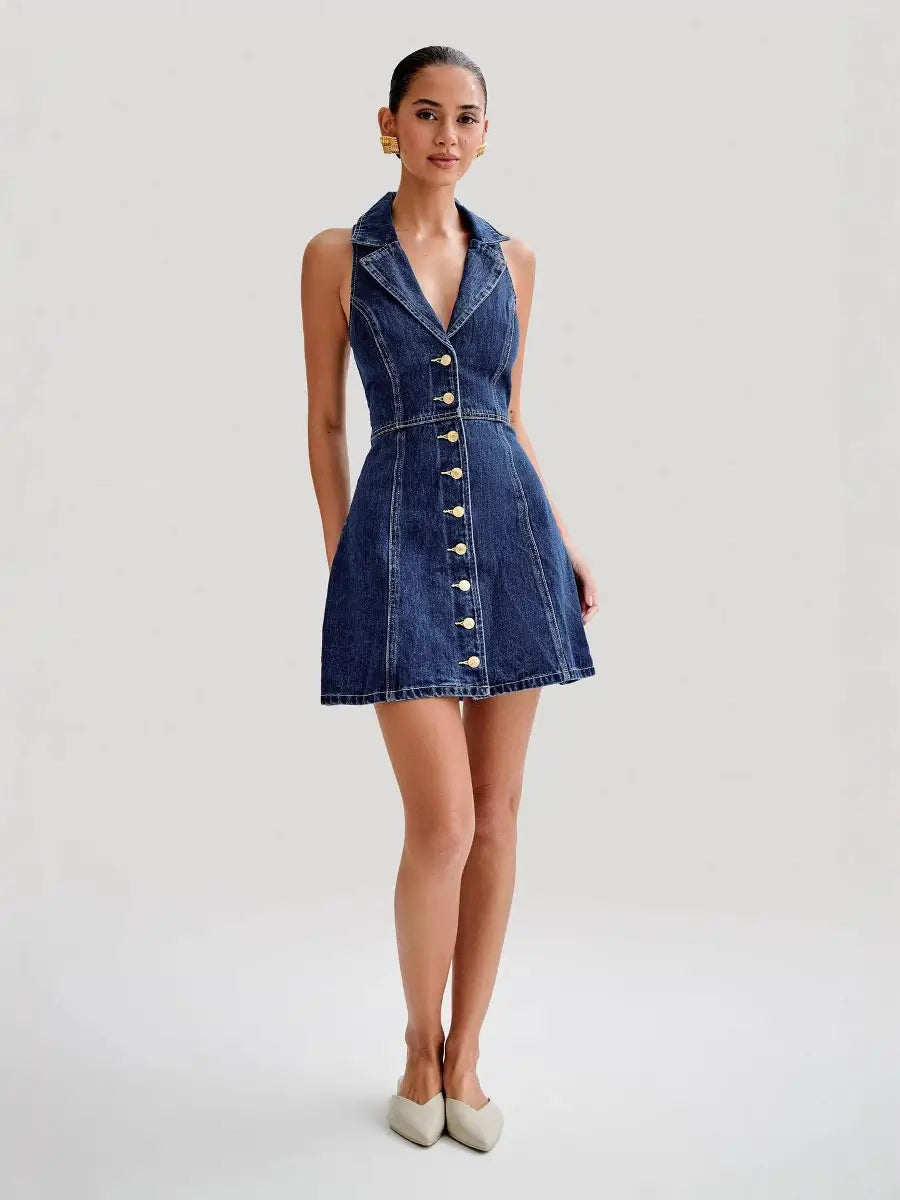 Retro denim mini dress