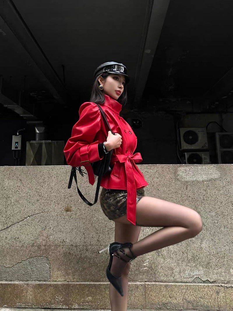 Umbrella leather jacket