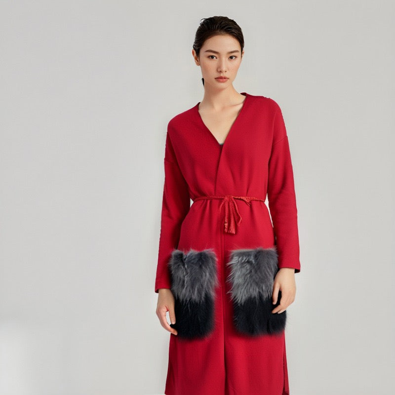 Long knitted cardigan coat